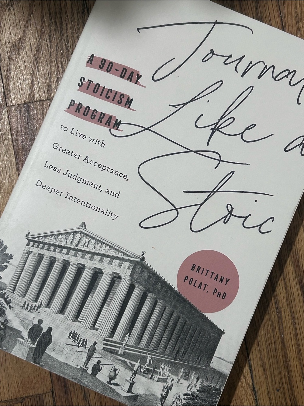 Journal Like a Stoic Paperback - White with Blush Accents